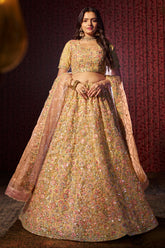 Gold Bridal Lehenga with Heavy Zari & Mirror Work | Regal and Majestic Wedding Attire